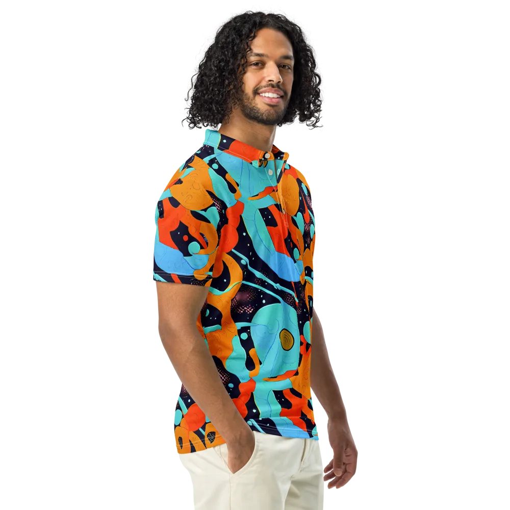Deep Space Drip on Men's Slim Fit Polo Shirt — Right Front