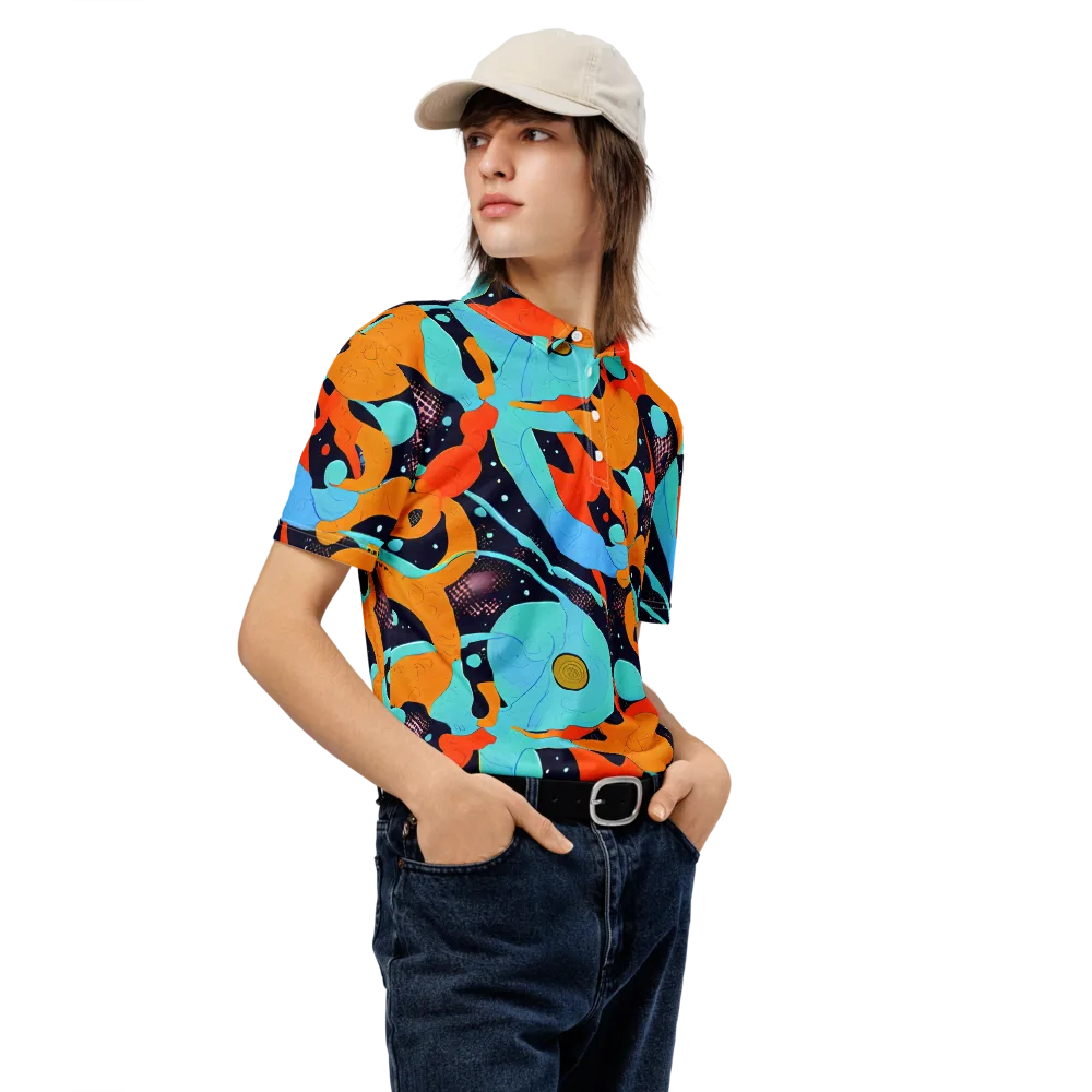 Deep Space Drip on Men's Slim Fit Polo Shirt — Right Front