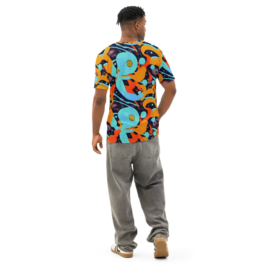 Deep Space Drip on Men's Cotton Crew Neck T-Shirt — Back