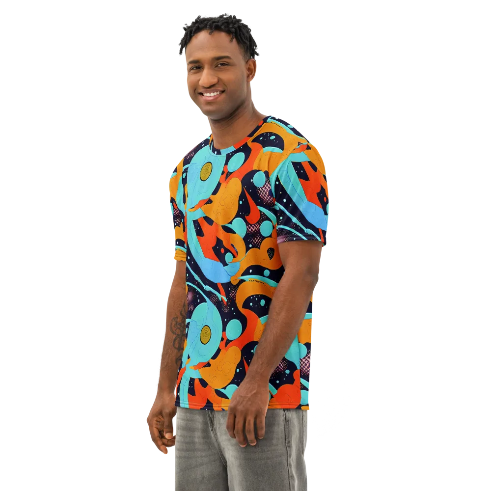 Deep Space Drip on Men's Cotton Crew Neck T-Shirt — Left Front