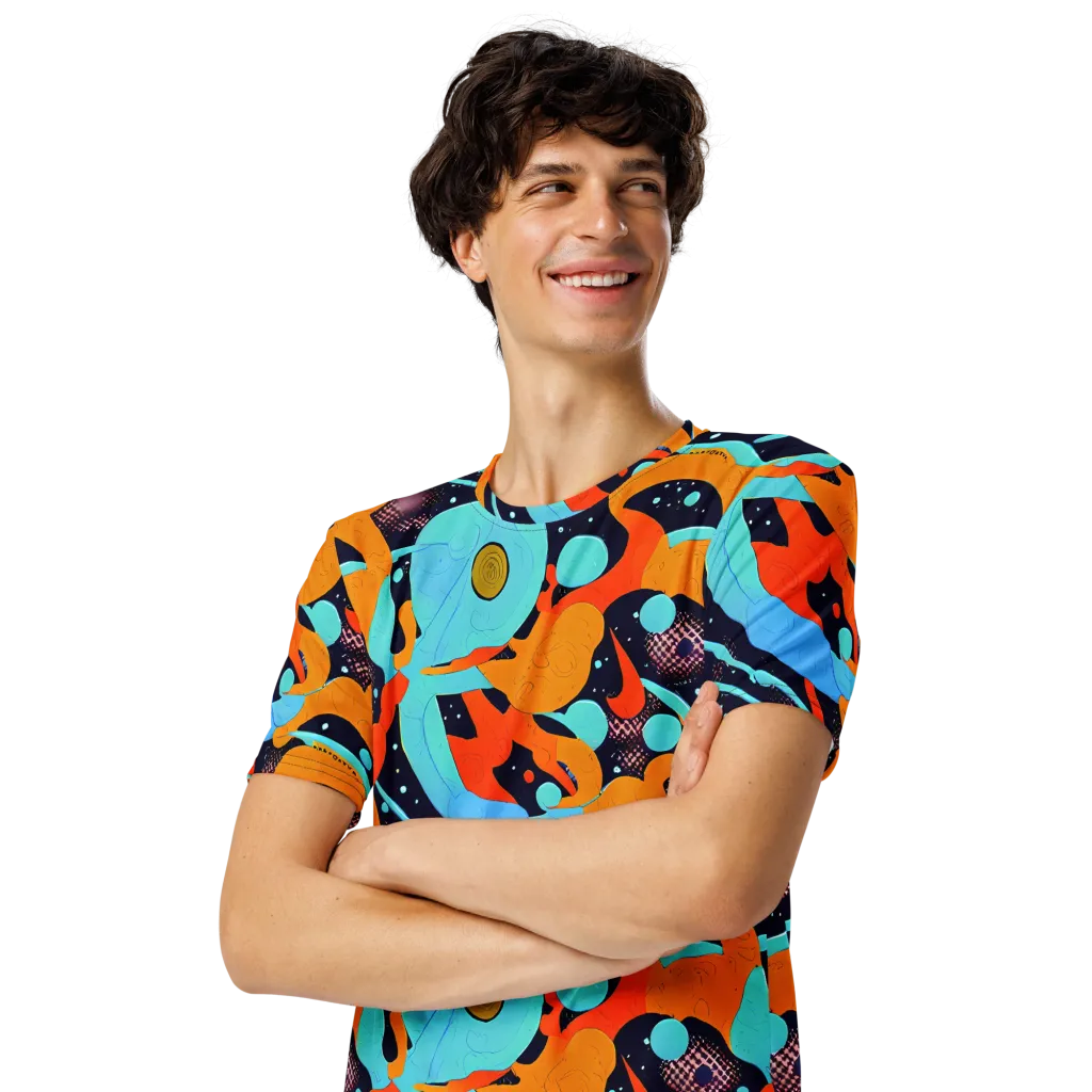 Deep Space Drip on Men's Crew Neck T-Shirt — Left Front