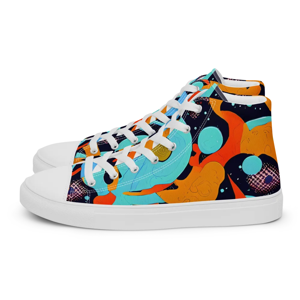 Deep Space Drip on Men's High Top Canvas Shoes — Left
