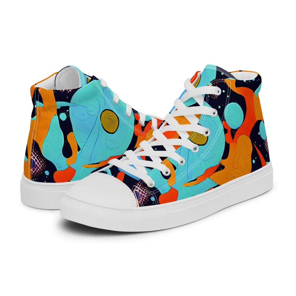 Deep Space Drip on Men's High Top Canvas Shoes — Left