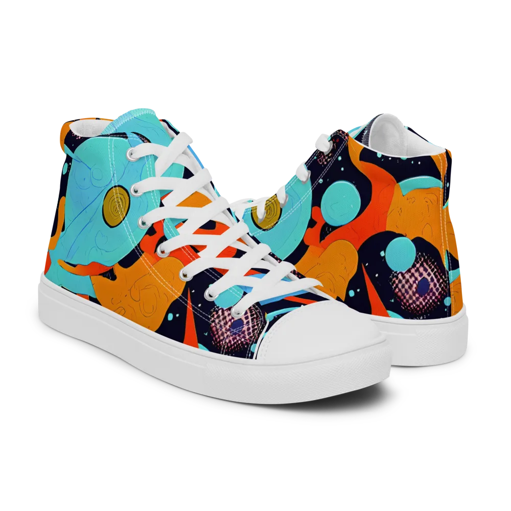 Deep Space Drip on Men's High Top Canvas Shoes — Right