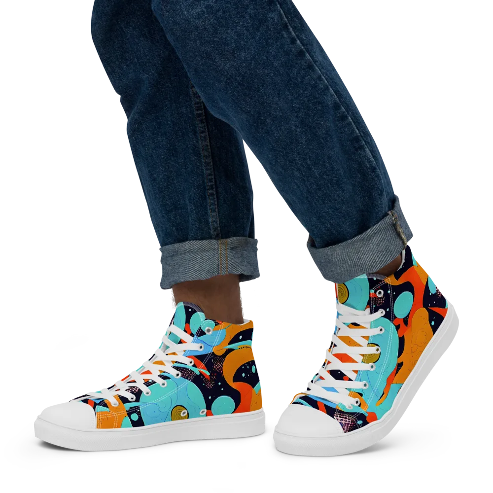 Deep Space Drip on Men's High Top Canvas Shoes — Left