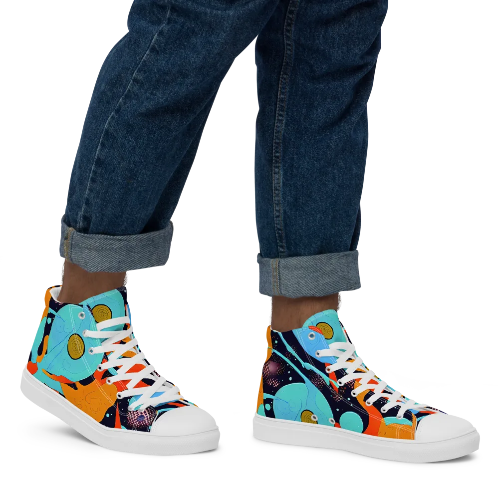 Deep Space Drip on Men's High Top Canvas Shoes — Right