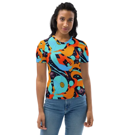 Deep Space Drip on a Women's Crew Neck T-Shirt