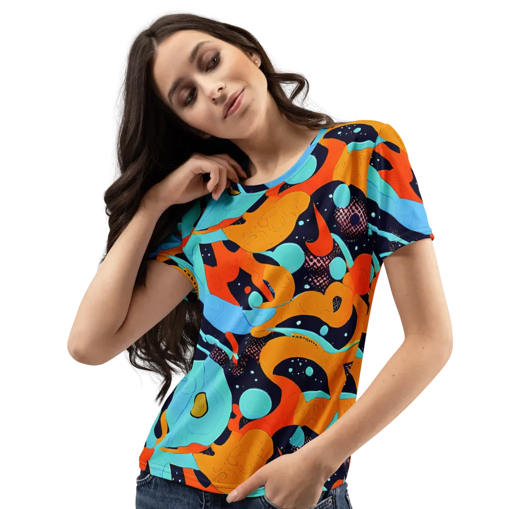 Deep Space Drip on Women's Crew Neck T-Shirt — Left Front