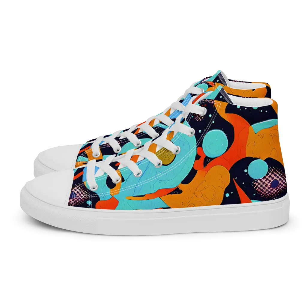 Deep Space Drip on Women's High Top Canvas Shoes — Left