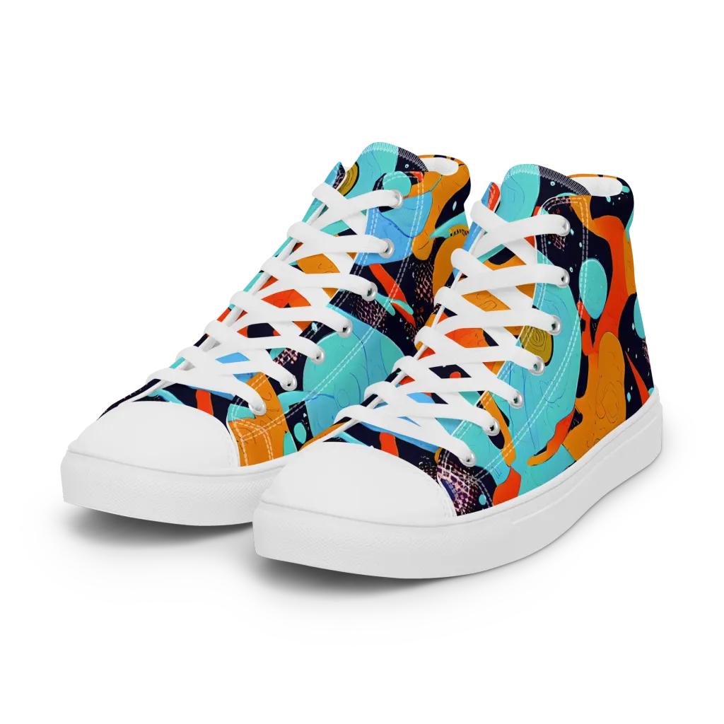 Deep Space Drip on Women's High Top Canvas Shoes — Left Front