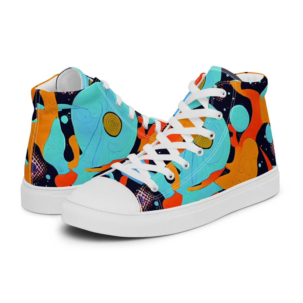 Deep Space Drip on Women's High Top Canvas Shoes — Left