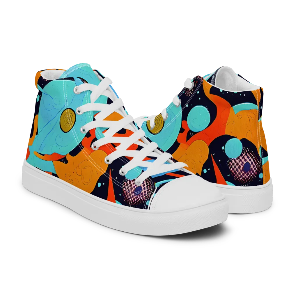 Deep Space Drip on Women's High Top Canvas Shoes — Right