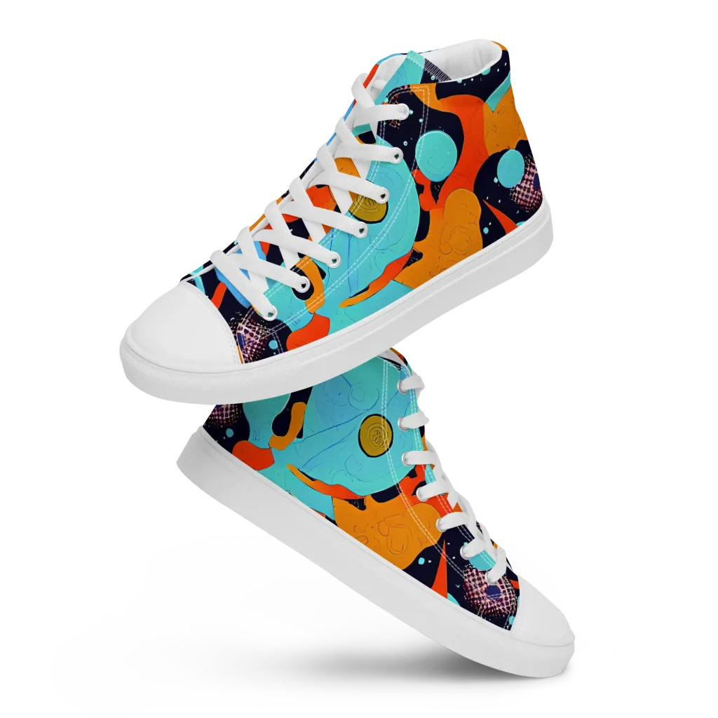 Deep Space Drip on Women's High Top Canvas Shoes — Front