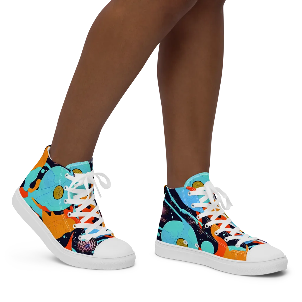 Deep Space Drip on Women's High Top Canvas Shoes — Right