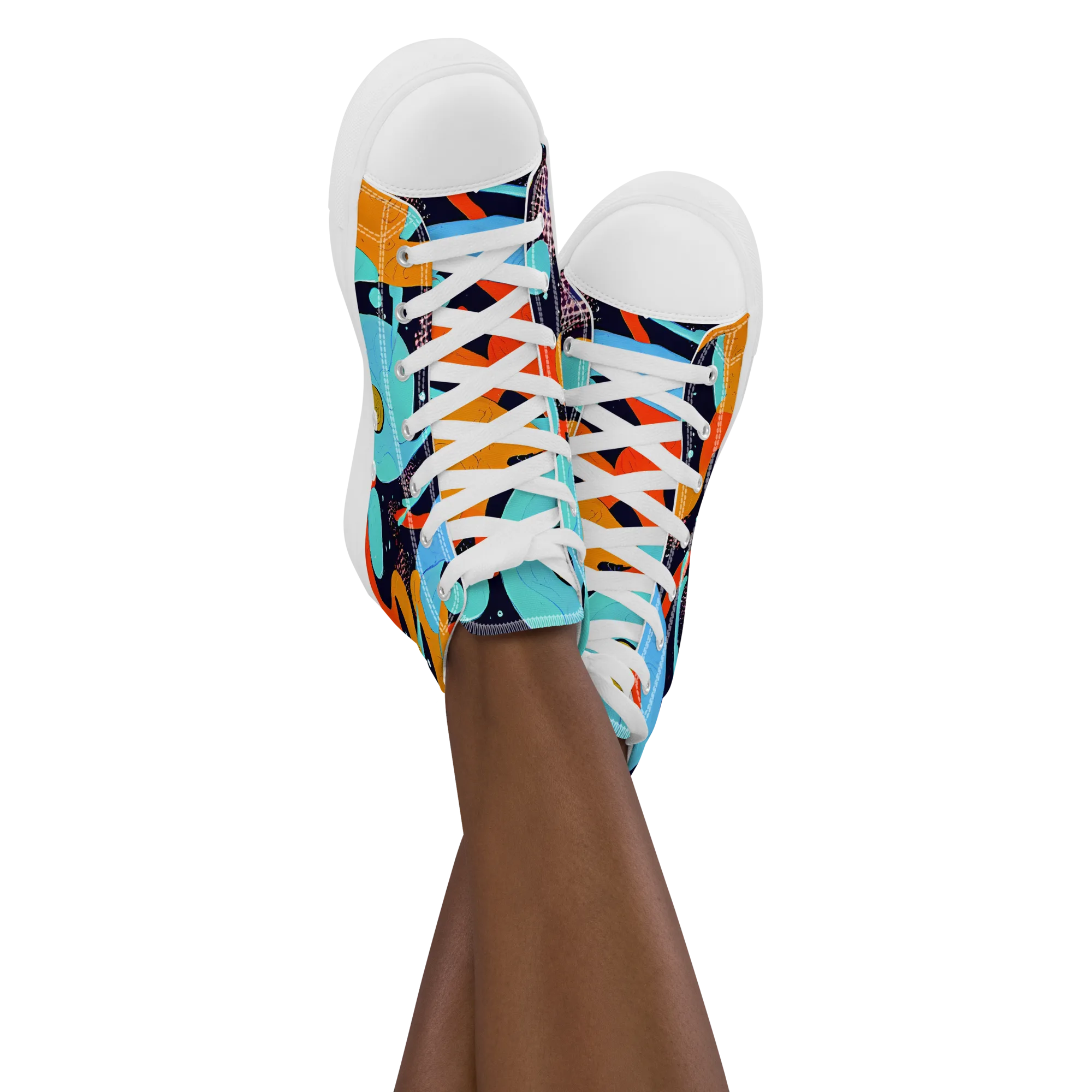 Deep Space Drip on Women's High Top Canvas Shoes — Front