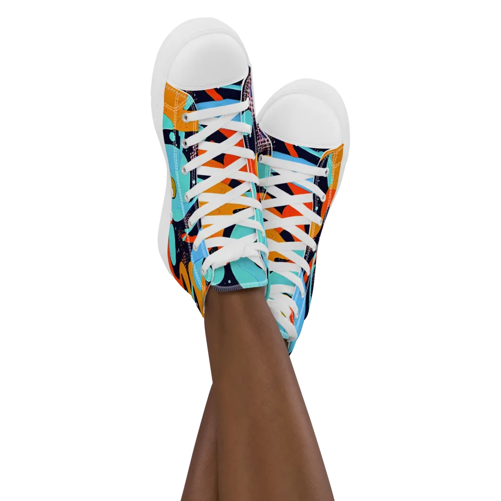 Deep Space Drip on Women's High Top Canvas Shoes — Front
