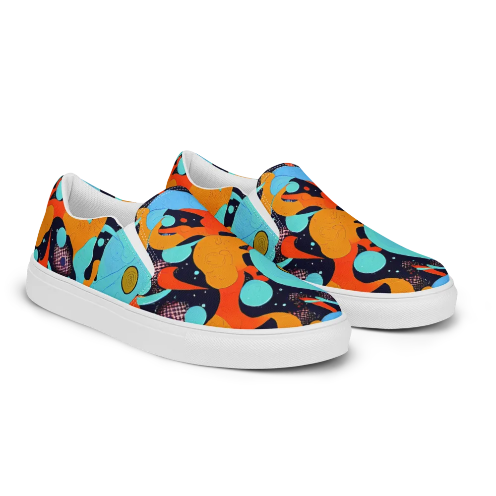 Deep Space Drip on Men's Slip-On Canvas Shoes — Right Front