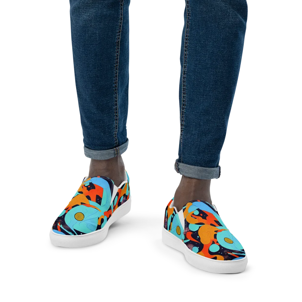 Deep Space Drip on Men's Slip-On Canvas Shoes — Front