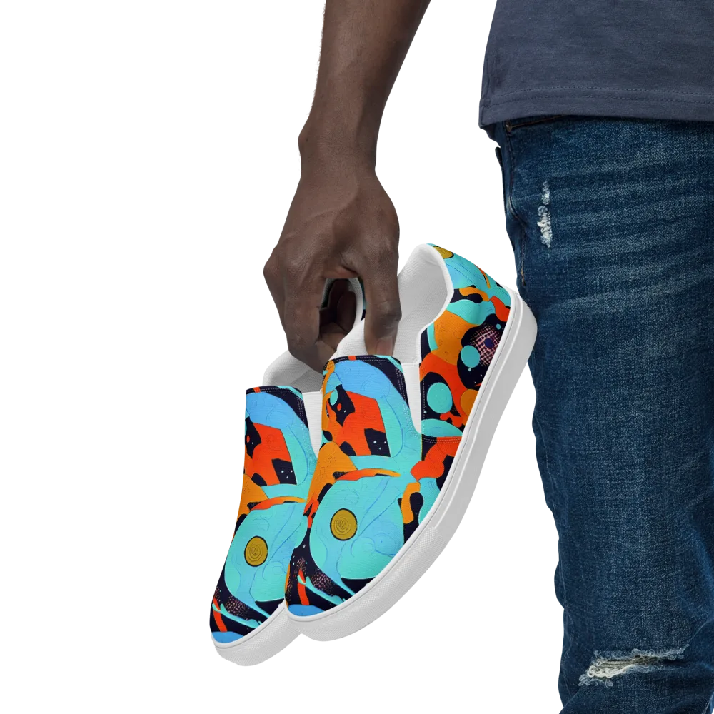 Deep Space Drip on Men's Slip-On Canvas Shoes — Left Front