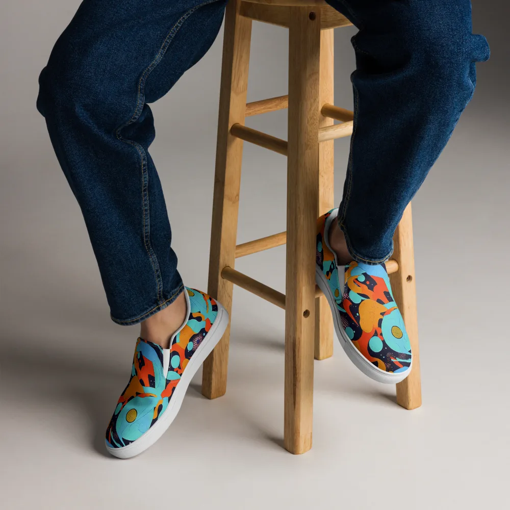 Deep Space Drip on Men's Slip-On Canvas Shoes — Front