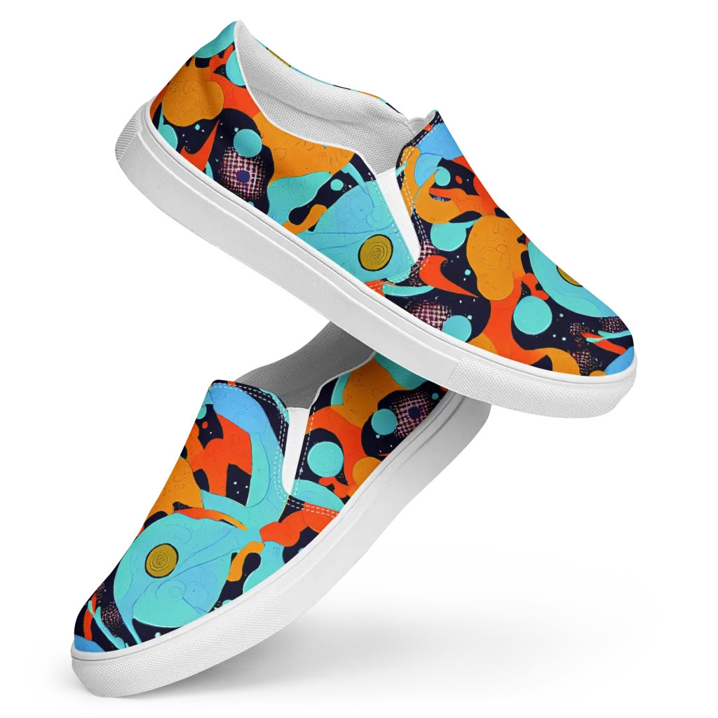 Deep Space Drip on Women's Slip-On Canvas Shoes — Front