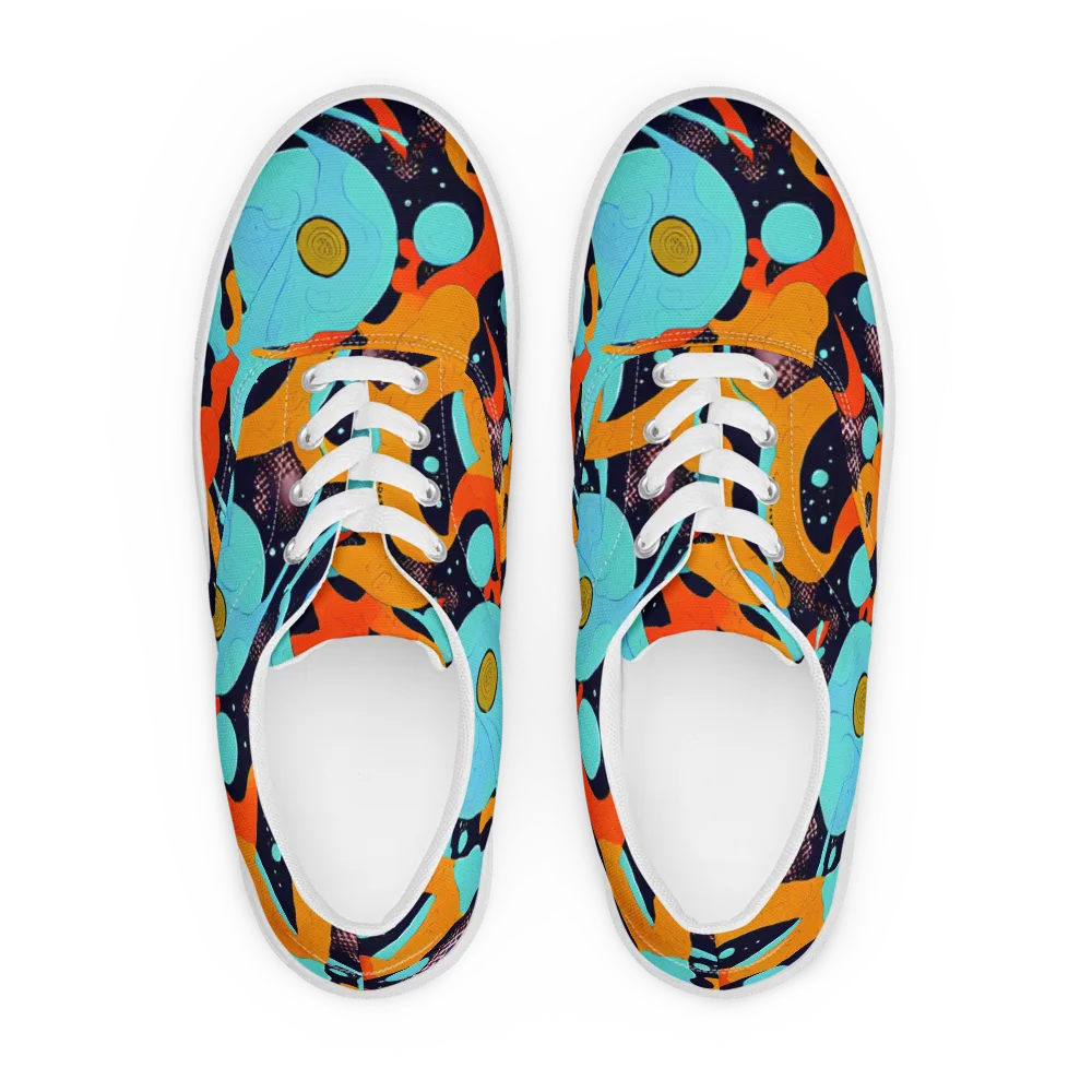 Deep Space Drip on Men's Lace-Up Canvas Shoes — Front