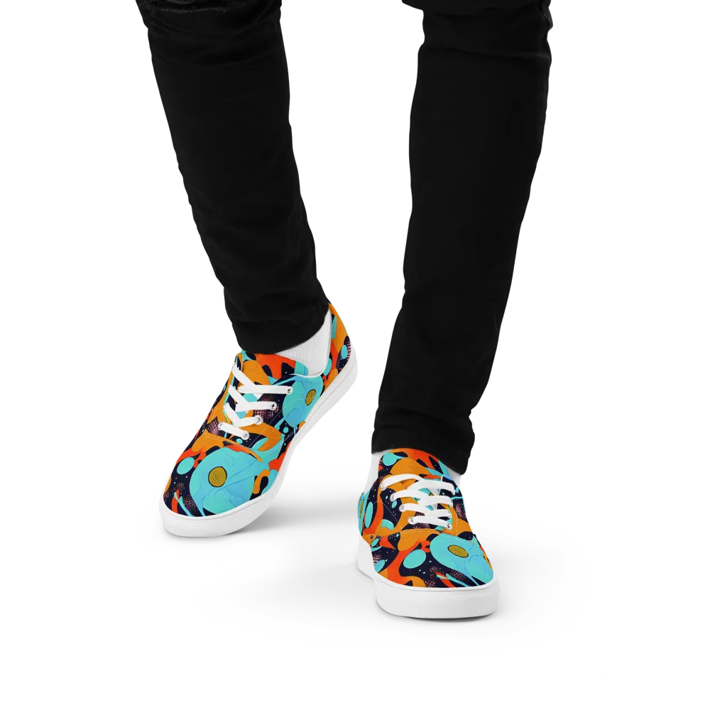 Deep Space Drip on Men's Lace-Up Canvas Shoes — Front