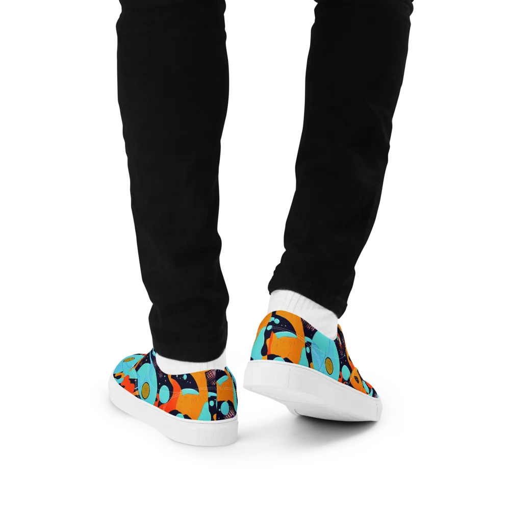 Deep Space Drip on Men's Lace-Up Canvas Shoes — Back