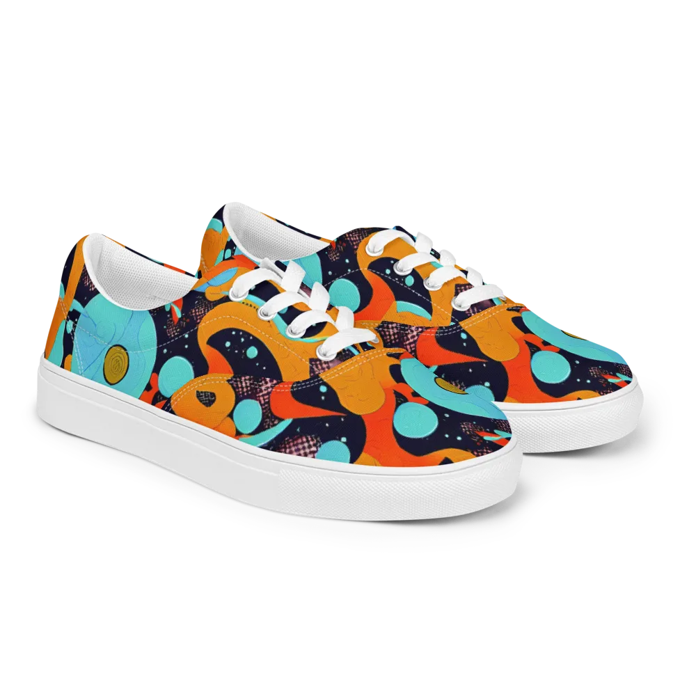 Deep Space Drip on Men's Lace-Up Canvas Shoes — Right Front