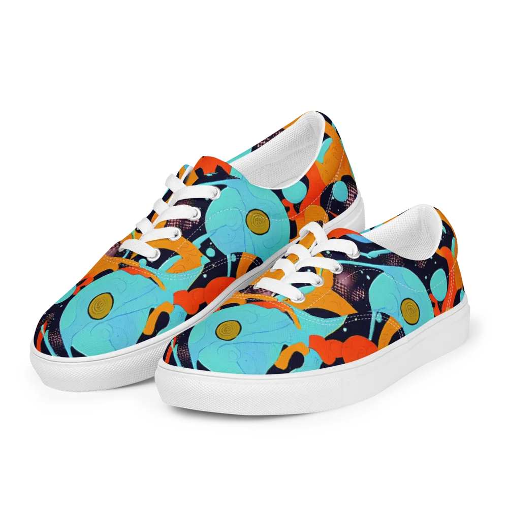 Deep Space Drip on Men's Lace-Up Canvas Shoes — Left Front