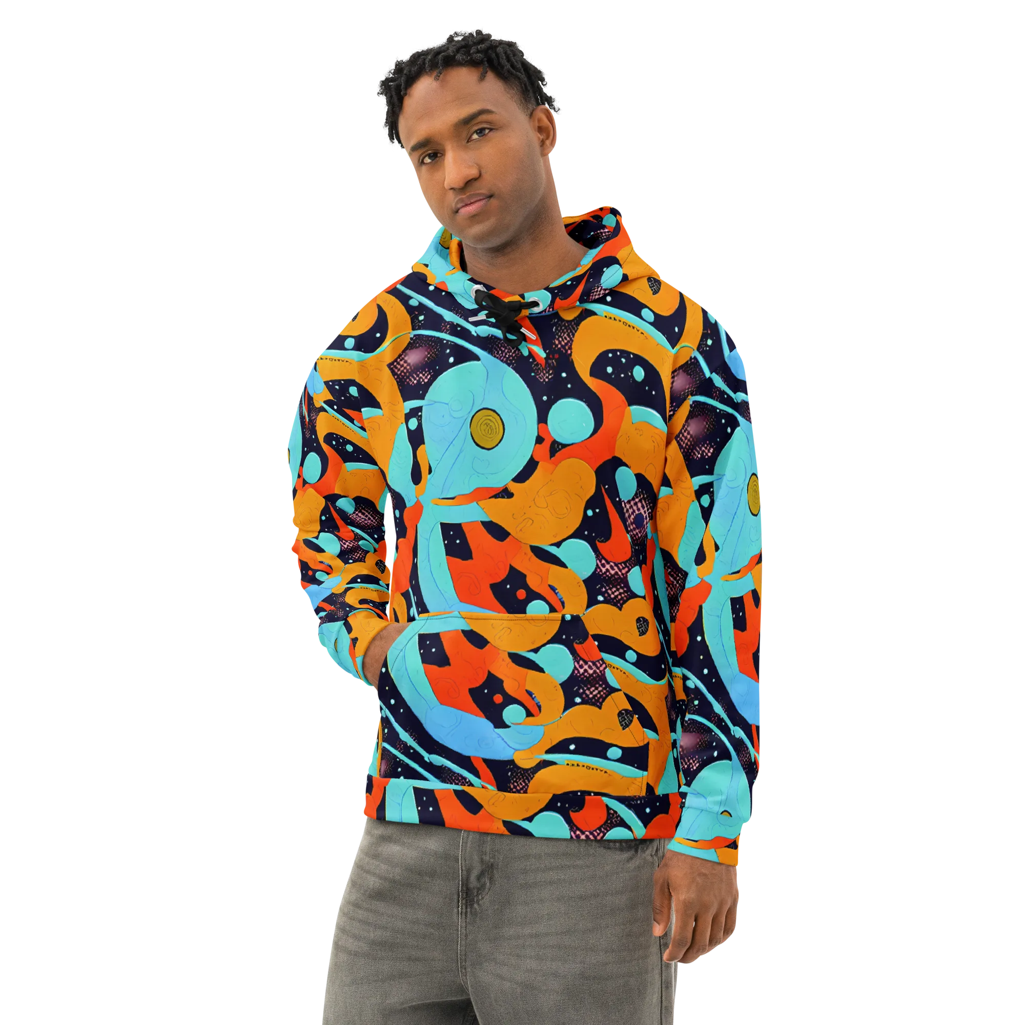 Deep Space Drip on Cotton Hoodie — Left Front