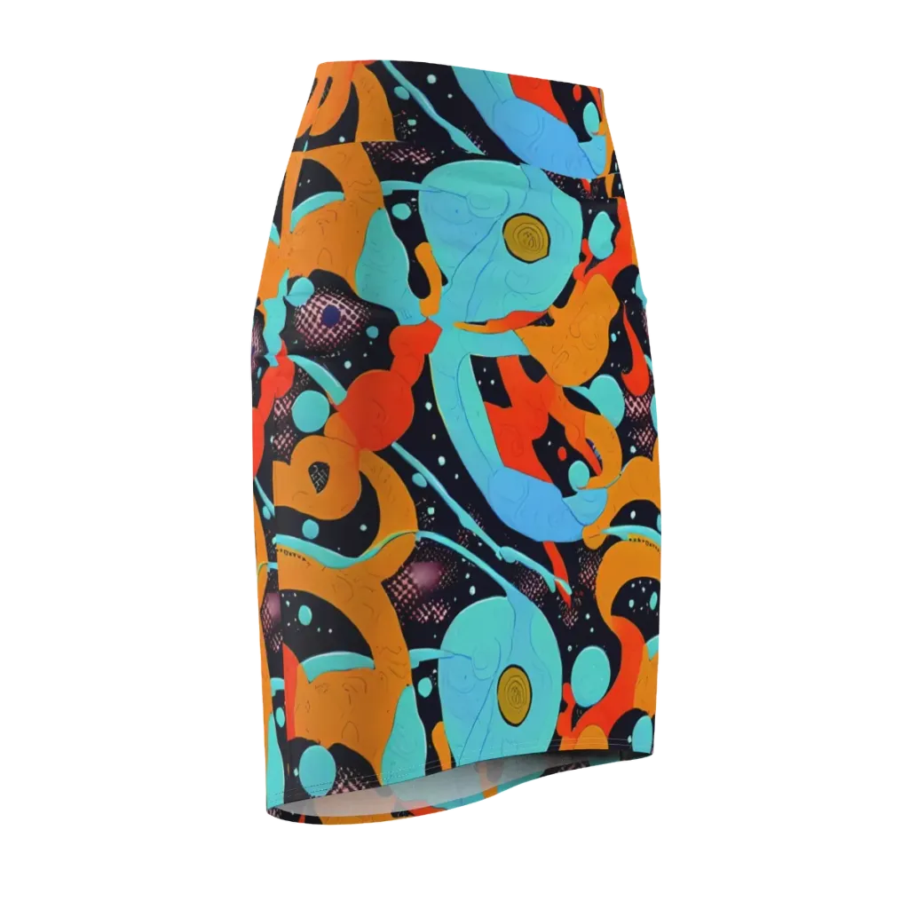 Deep Space Drip on Pencil Skirt — Front Side