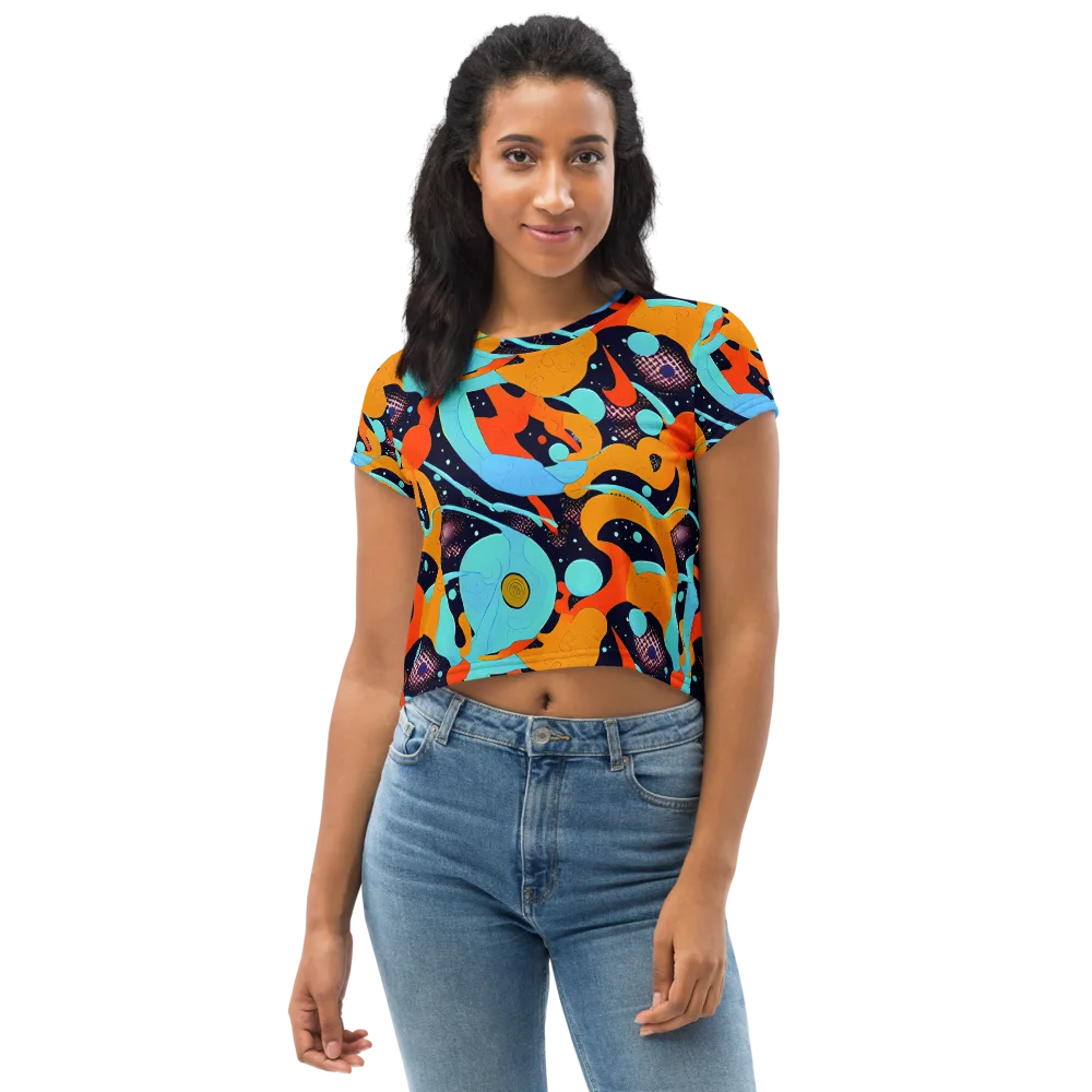 Deep Space Drip on Crop Tee — Front
