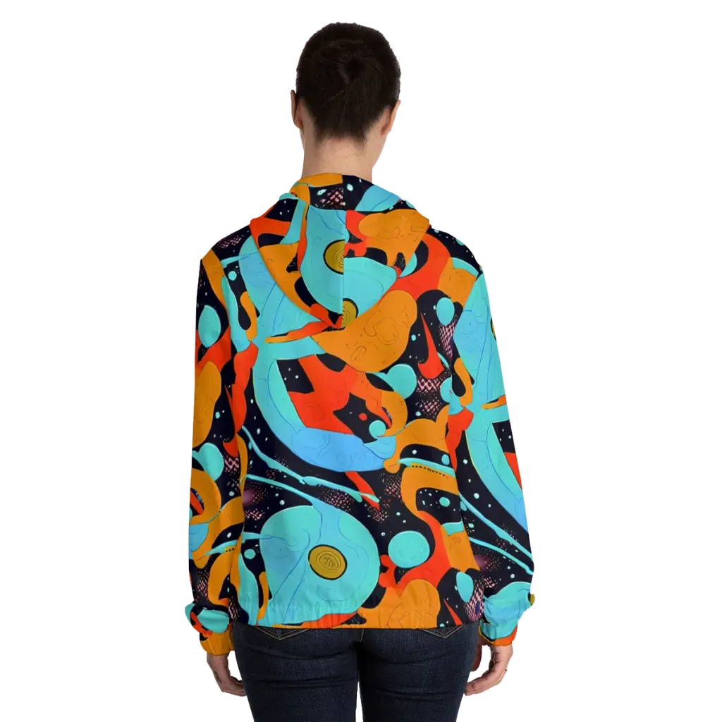 Deep Space Drip on Women's Full-Zip Hoodie — Back On Person
