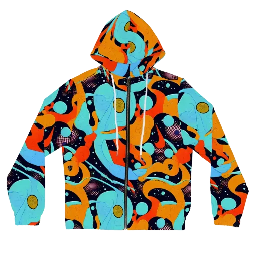 Deep Space Drip on a Women's Full-Zip Hoodie