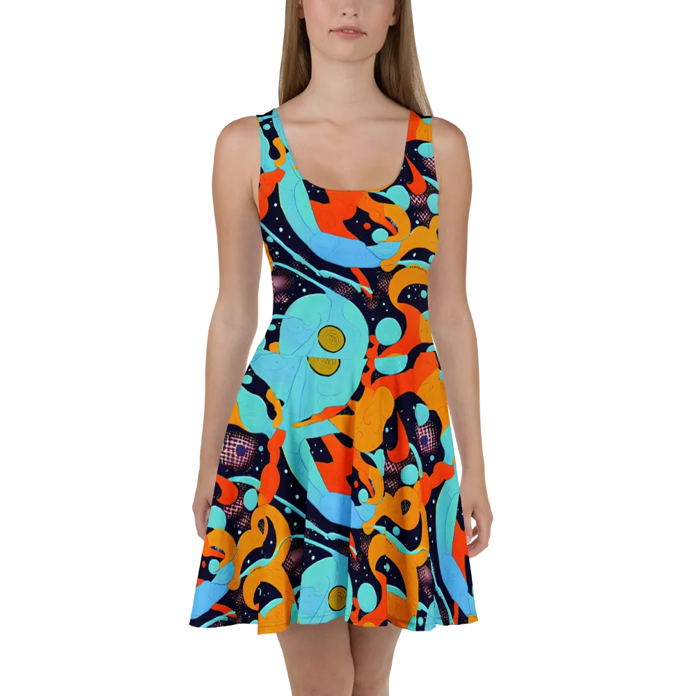 Deep Space Drip on Skater Dress — Front
