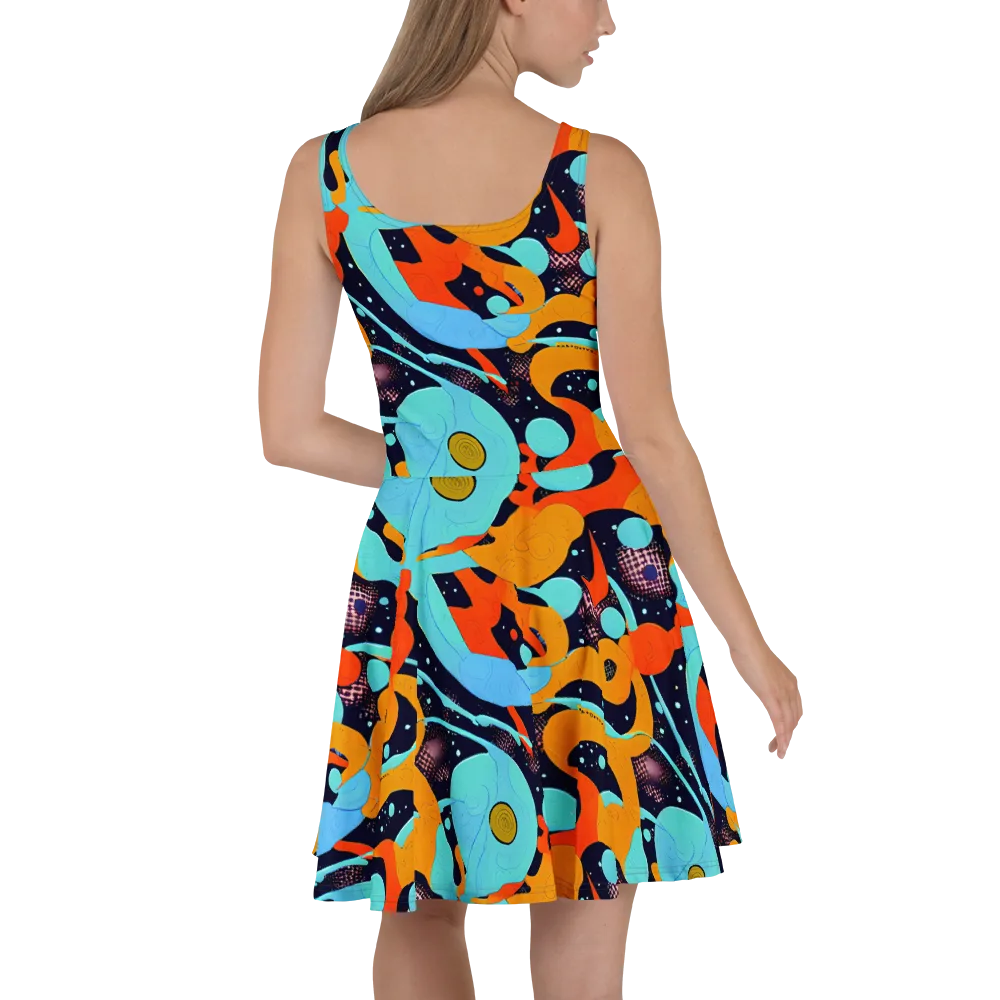 Deep Space Drip on Skater Dress — Back