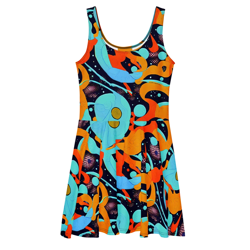 Deep Space Drip on Skater Dress — Front