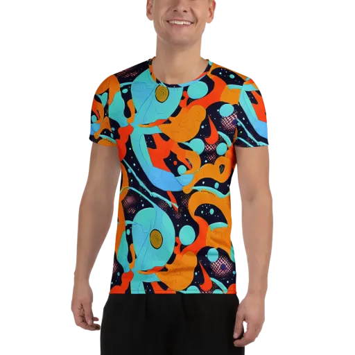 Deep Space Drip on a Men's Athletic T-Shirt