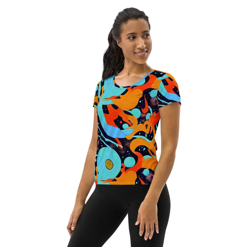 Deep Space Drip on Women's Athletic T-Shirt — Left