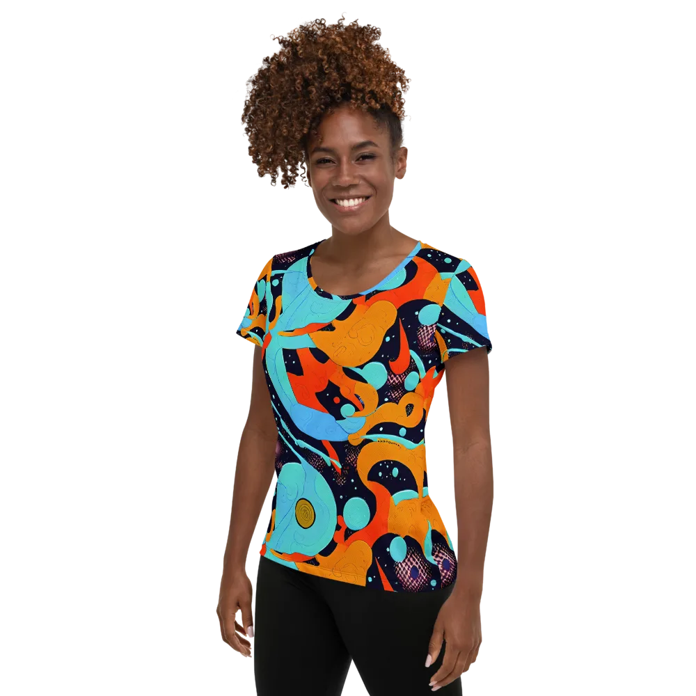 Deep Space Drip on Women's Athletic T-Shirt — Left