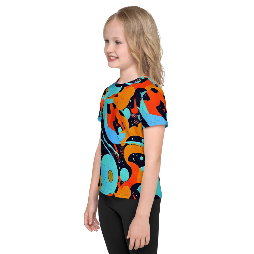 Deep Space Drip on Kids Crew Neck T-Shirt — Left