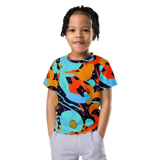 Deep Space Drip on a Kids Crew Neck T-Shirt