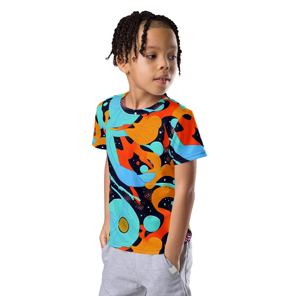 Deep Space Drip on Kids Crew Neck T-Shirt — Left Front
