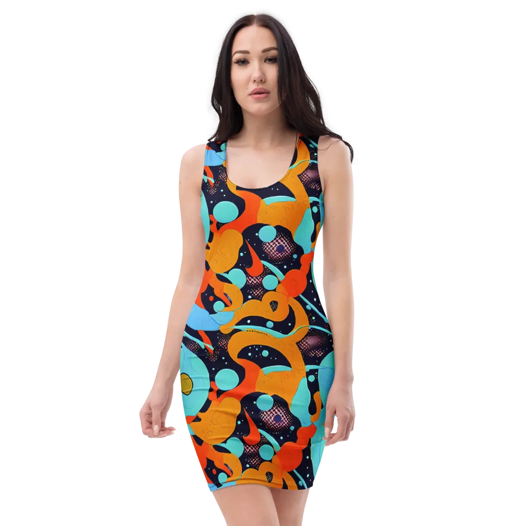 Deep Space Drip on Bodycon Dress — Front