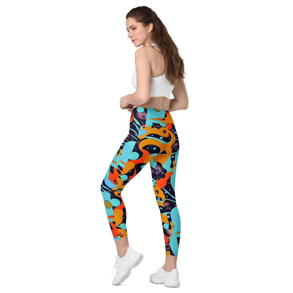 Deep Space Drip on Leggings with Pockets — Left Back