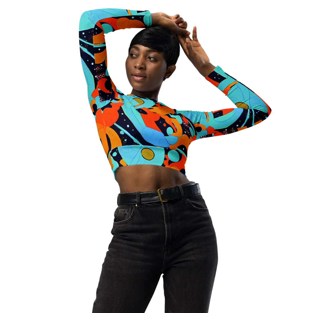 Deep Space Drip on Long Sleeve Crop Top — Front