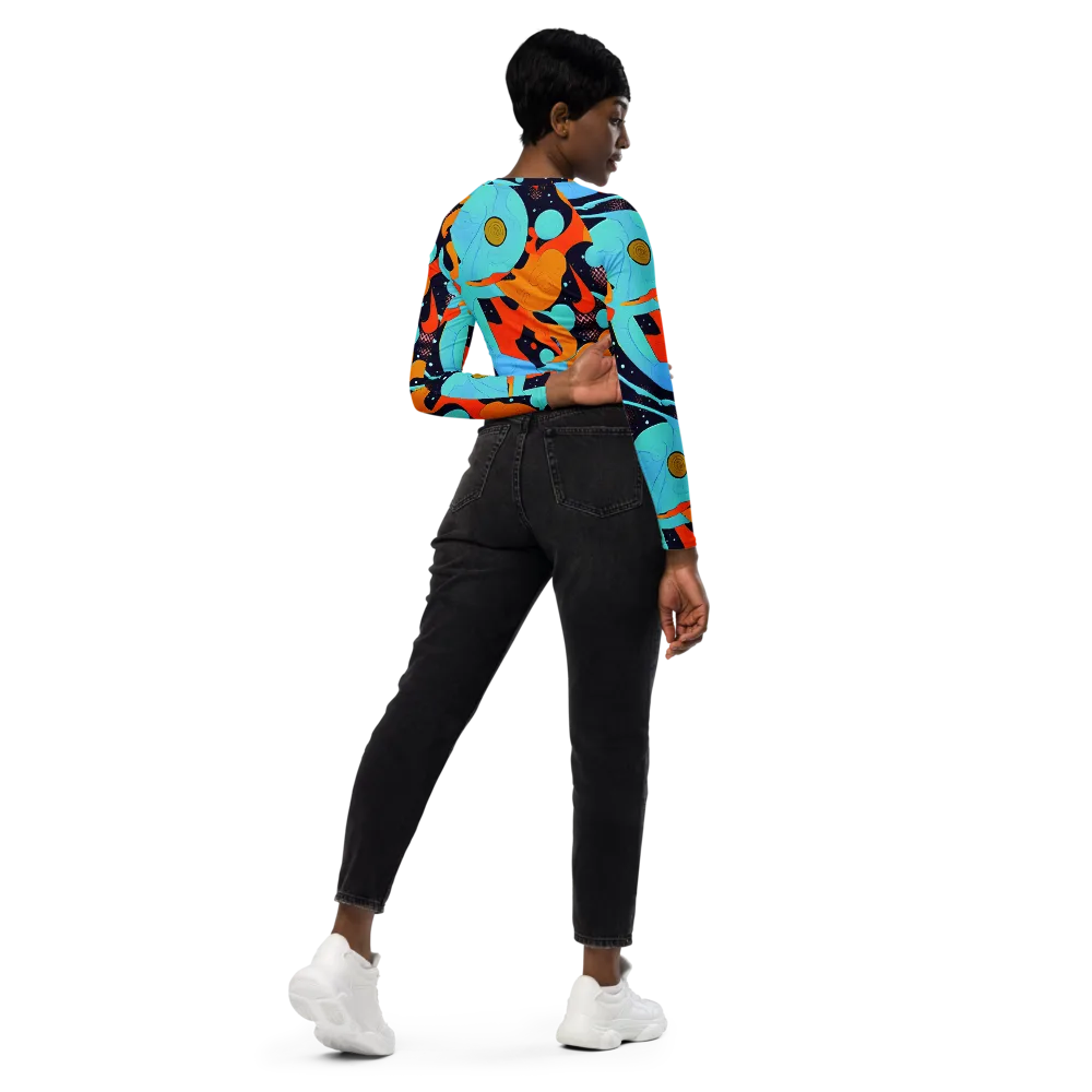 Deep Space Drip on Long Sleeve Crop Top — Right Back