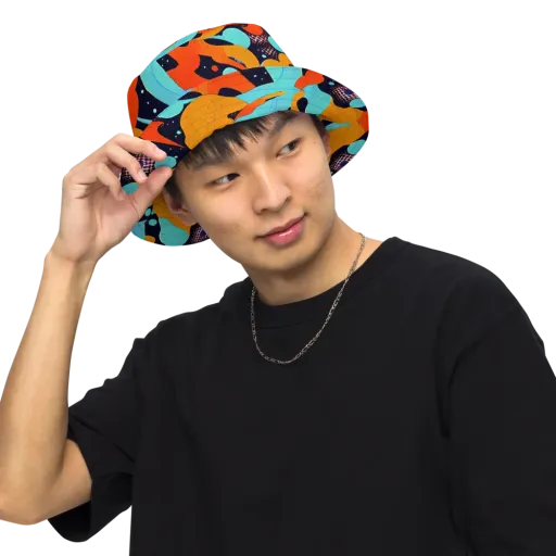 Deep Space Drip on a Reversible Bucket Hat