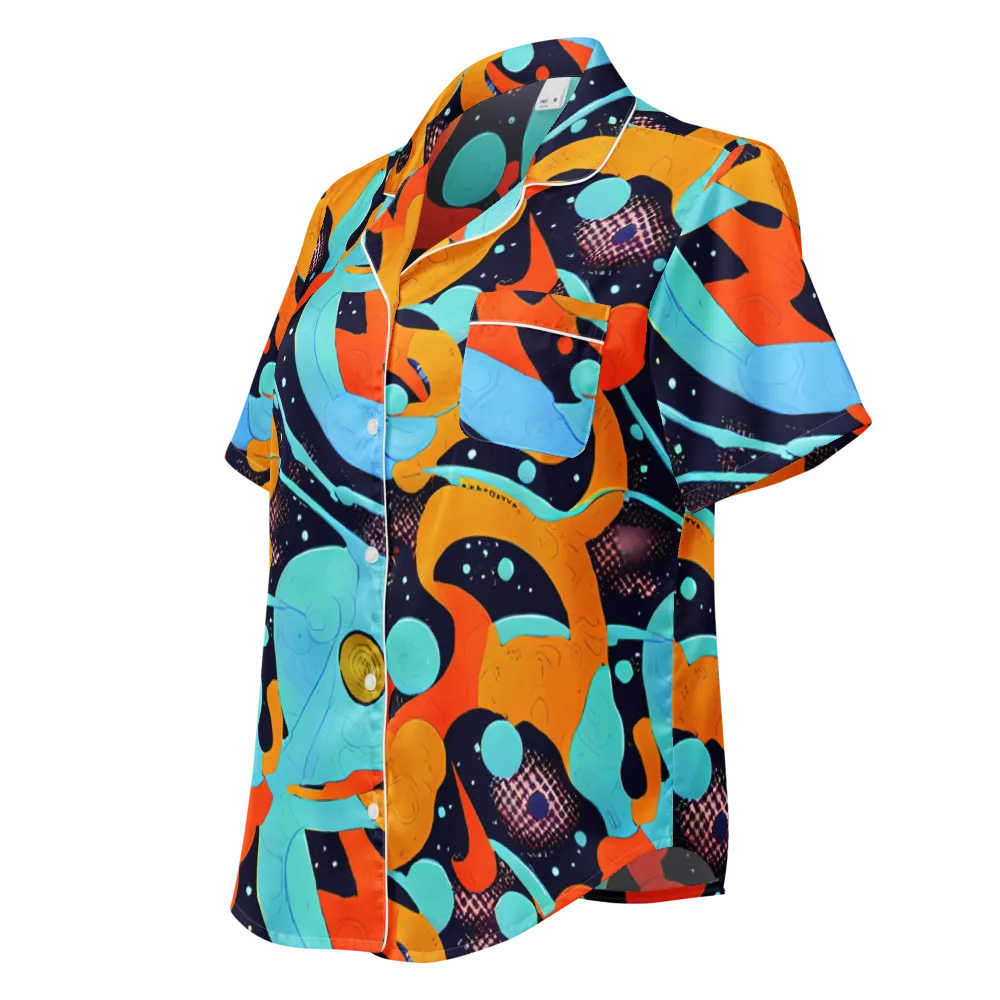 Deep Space Drip on Women's Short Sleeve Pajama Top — Left Front